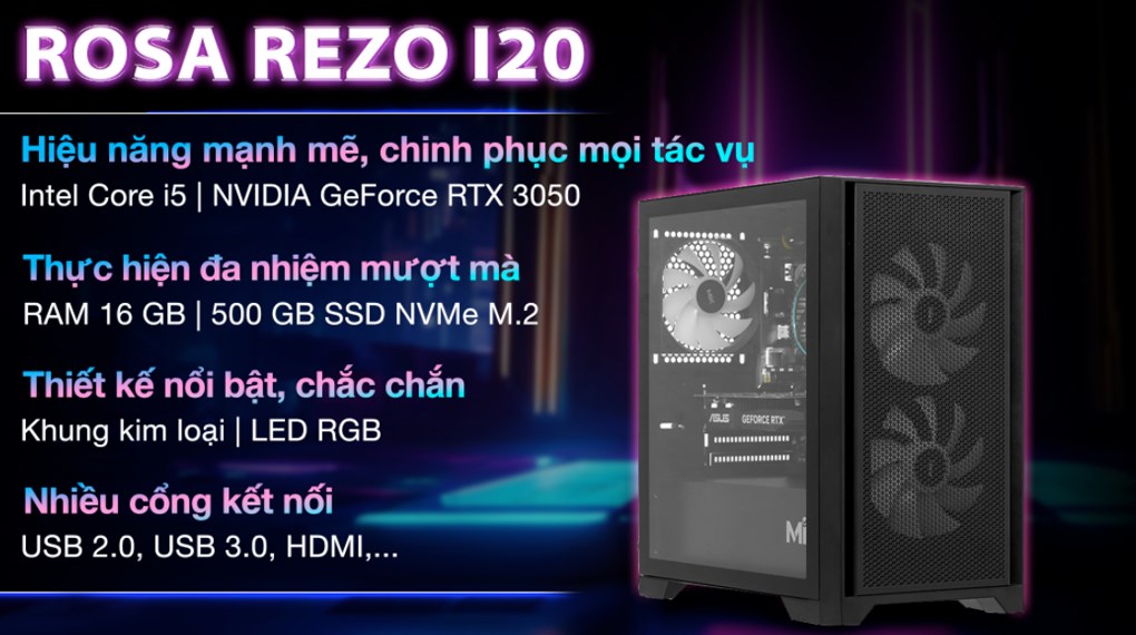ROSA Rezo I20 i5 13400F/16GB/500GB/RTX3050 6GB/Win11 Pro