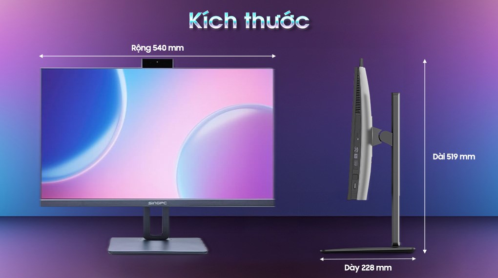 SingPC AIO M24Ei3128M5-W i3 12100/8GB/512GB/23.8"FullHD/Bàn phím/Chuột/Win11Pro