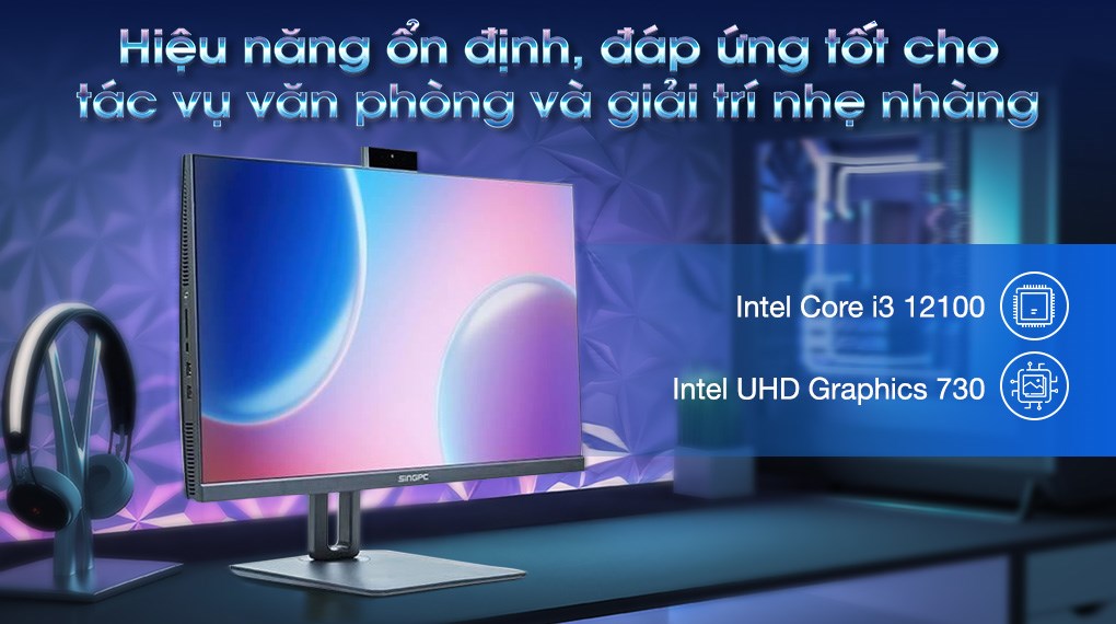 SingPC AIO M24Ei3128M5-W i3 12100/8GB/512GB/23.8"FullHD/Bàn phím/Chuột/Win11Pro