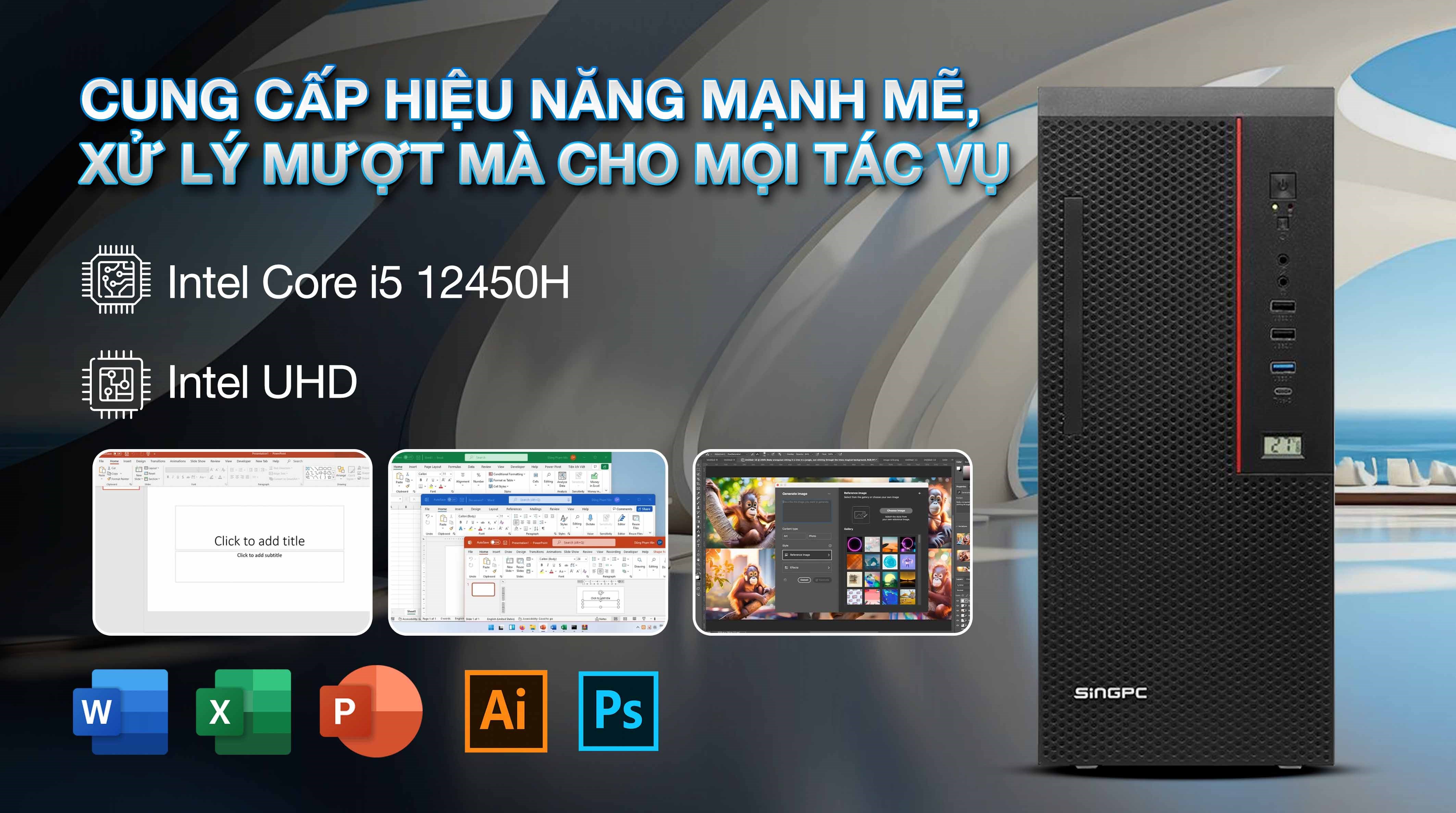 SingPC i512H682SF-W i5 12450H/8GB/256GB/Bàn phím/Chuột/Win11Pro