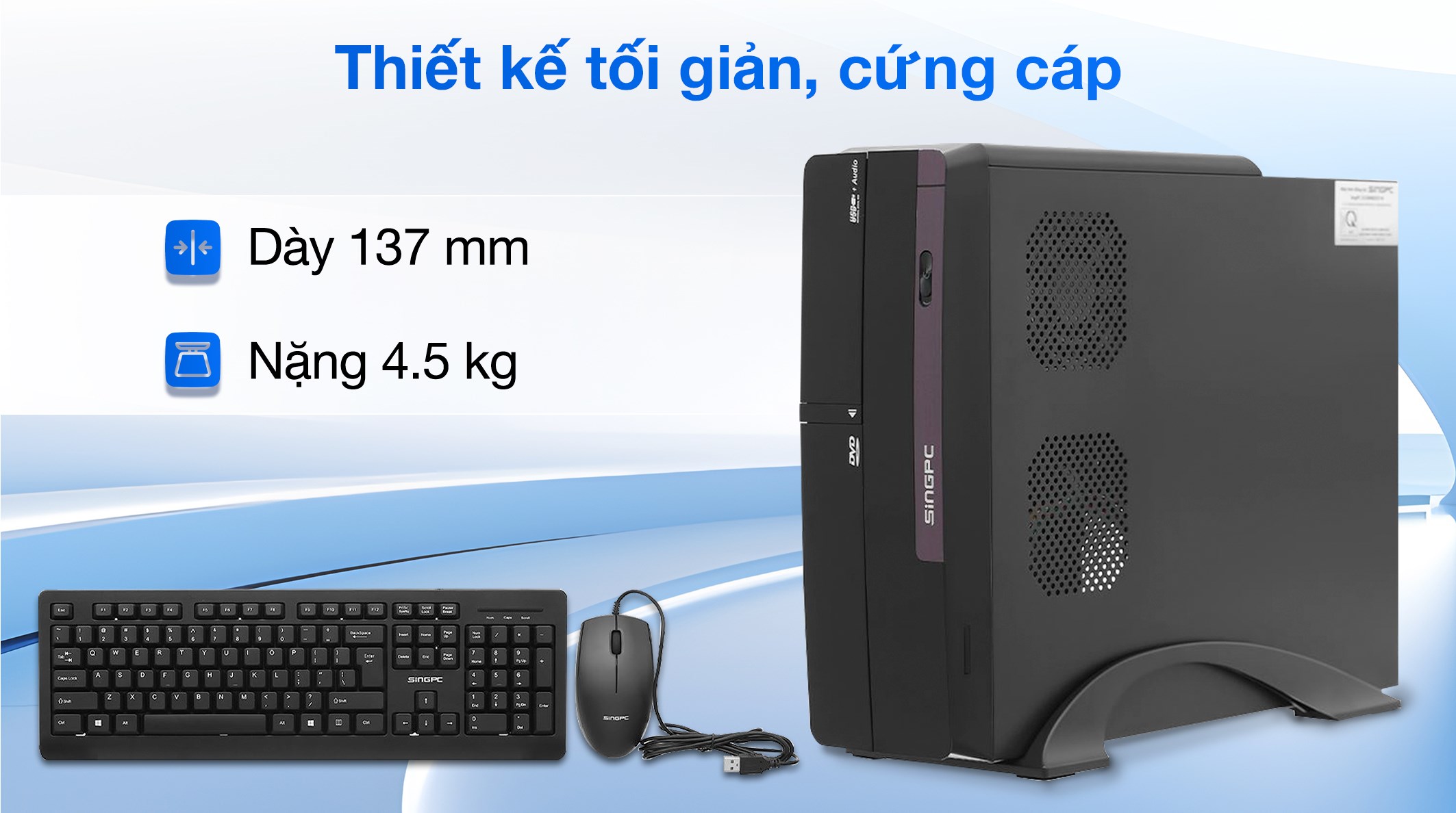 PC SingPC i313M682SF-W i3 13100/8GB/256GB/Bàn phím/Chuột/Win11 Pro - 2