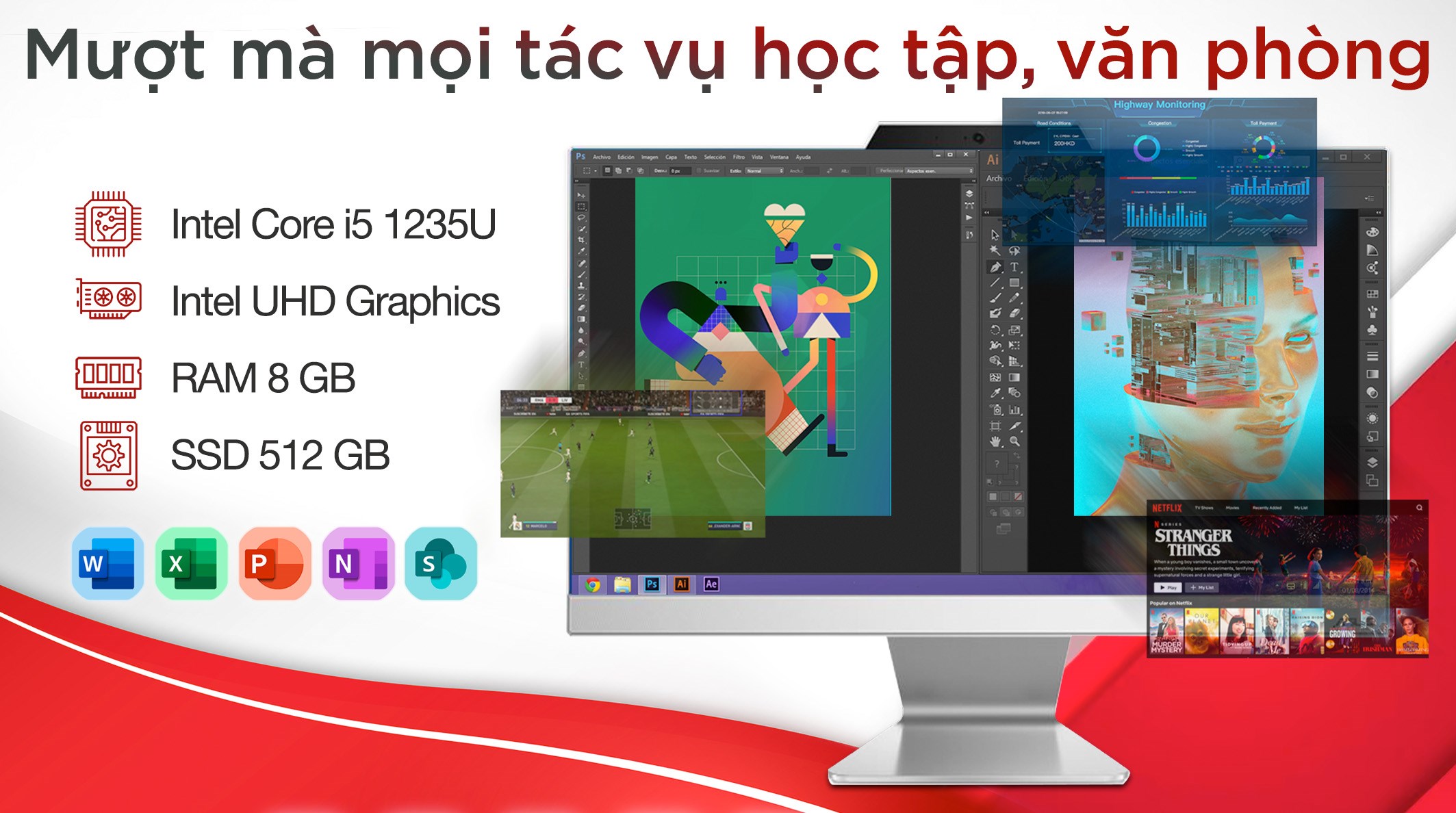 ASUS AIO A3202WBAK i5 1235U/8GB/512GB/21.45"FullHD/Bàn phím/Chuột/Win11 (WPB019W)