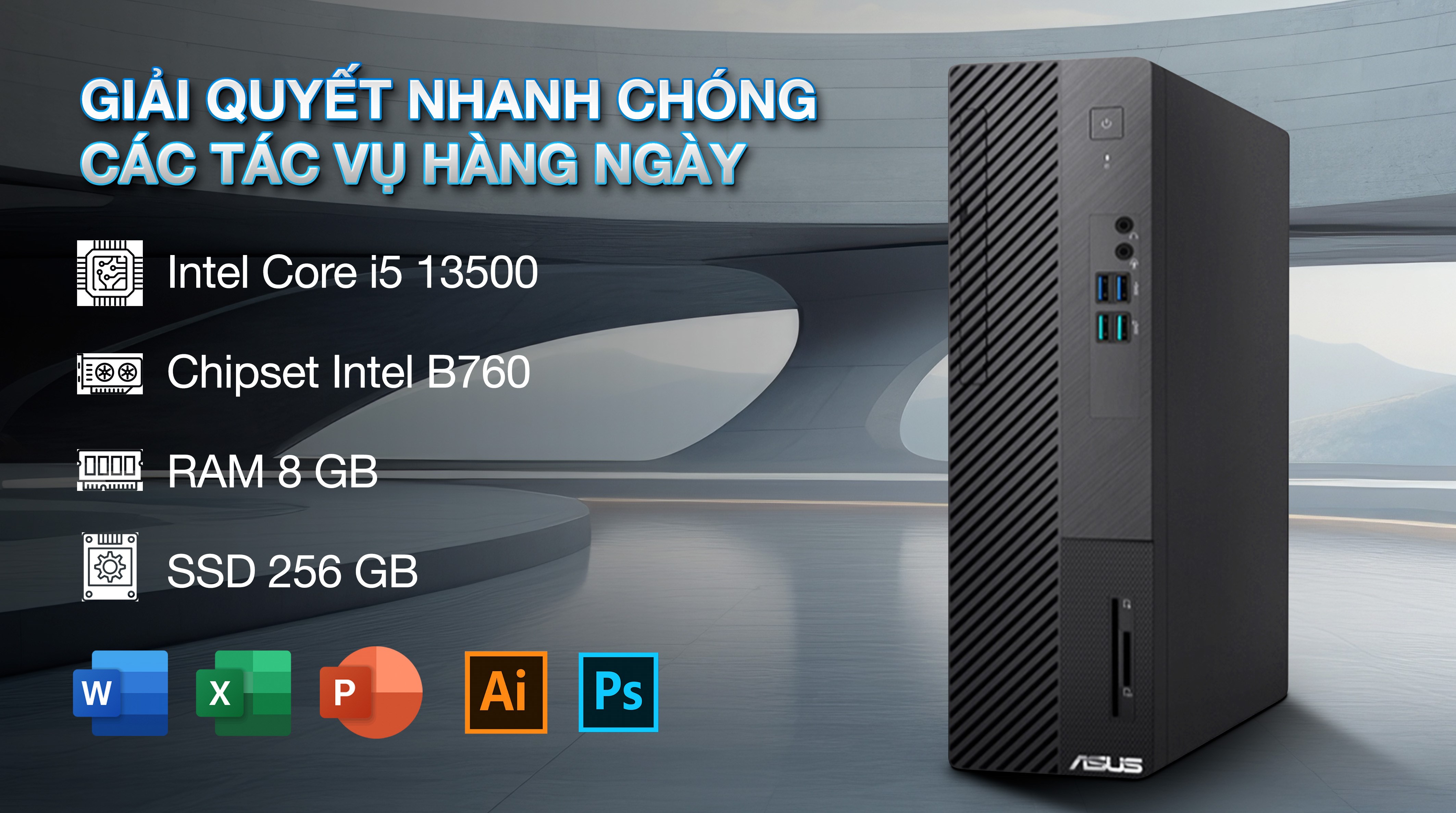 ASUS S500SE i5 13500/8GB/256GB/Bàn phím/Chuột /Win11 (S500SE-513500013W)