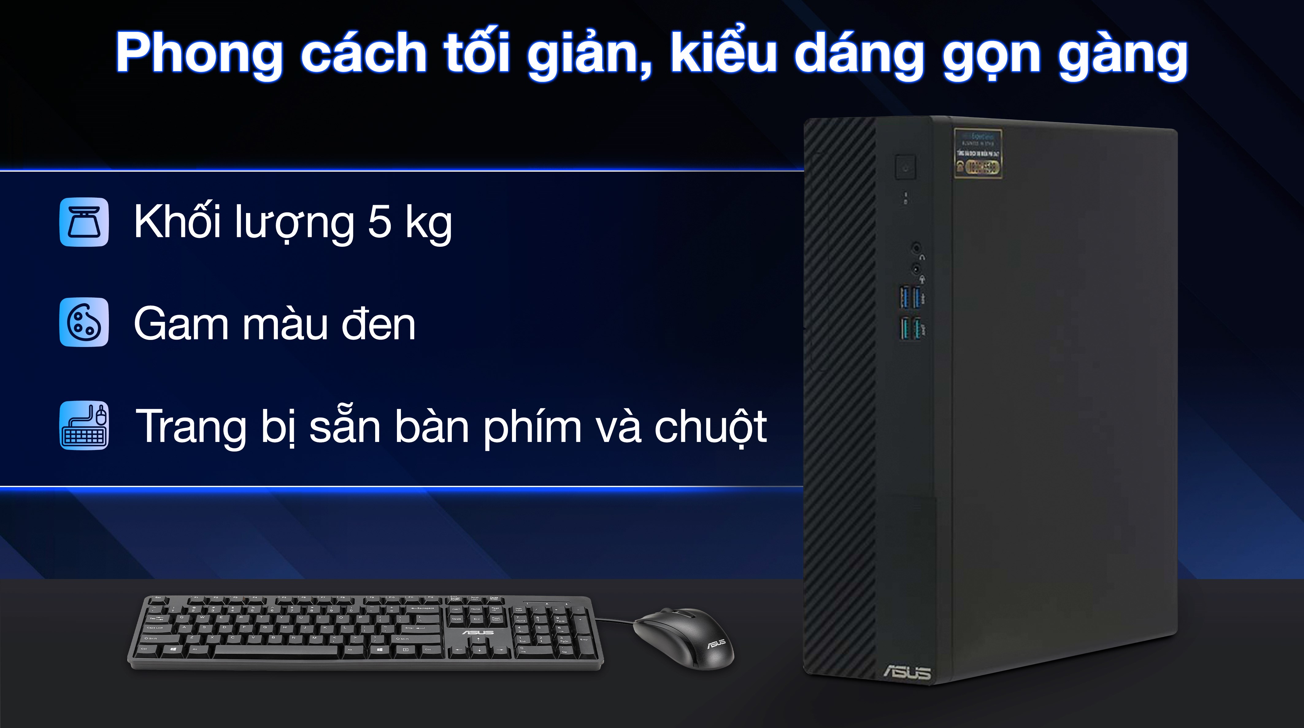 ASUS S500SE i3 13100/8GB/256GB/Bàn phím/Chuột/Win11 (S500SE-313100069W)