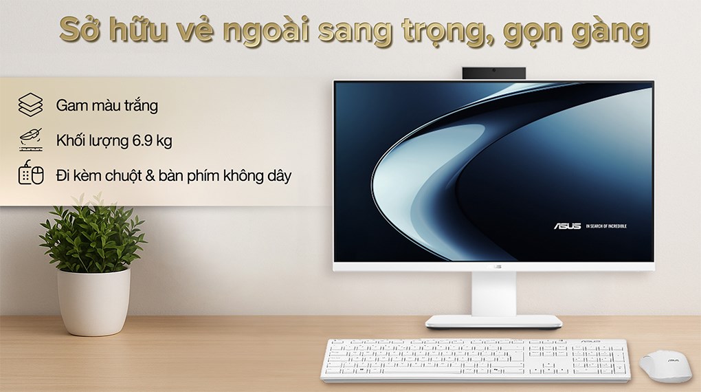 ASUS AIO V440VAT i5 13420H/16GB/512GB/23.8"Full HD/Bàn phím/Chuột/Win11 (WPD010W)