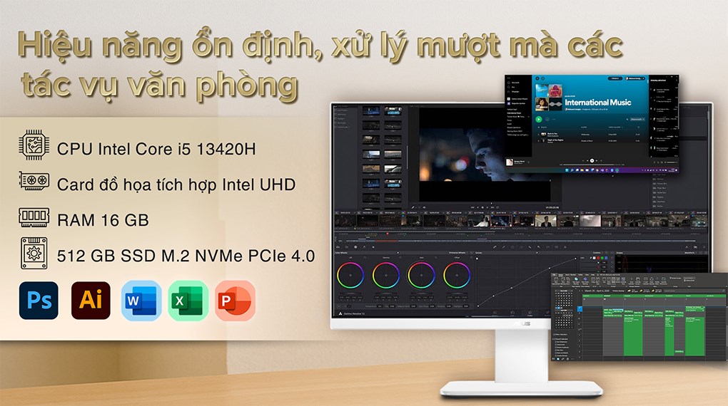 ASUS AIO V440VAT i5 13420H/16GB/512GB/23.8"Full HD/Bàn phím/Chuột/Win11 (WPD010W)