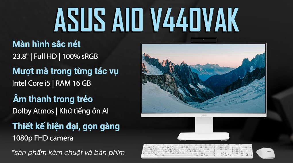 ASUS AIO V440VAK i5 13420H/16GB/512GB/23.8"FullHD/Bàn phím/Chuột/Win11 (WPC065W)