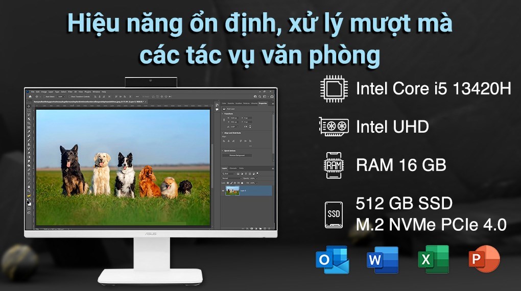 ASUS AIO V440VAK i5 13420H/16GB/512GB/23.8"FullHD/Bàn phím/Chuột/Win11 (WPC065W)