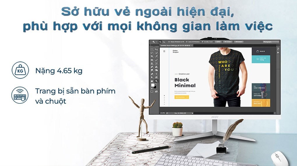 MSI AIO Modern AM242 12M i5 1235U/8GB/512GB/23.8" Full HD/Bàn phím/Chuột/Win11