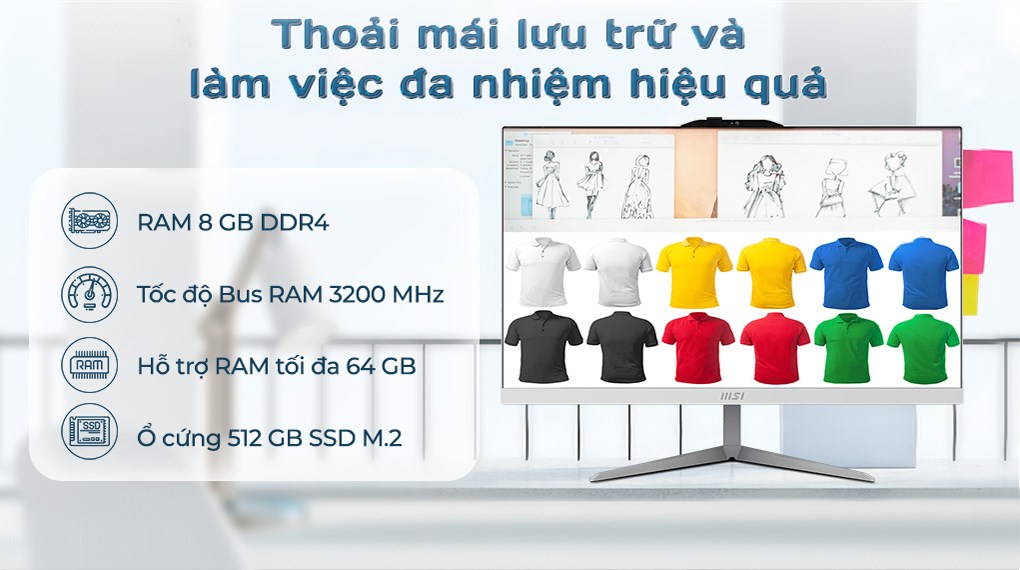 MSI AIO Modern AM242 12M i5 1235U/8GB/512GB/23.8" Full HD/Bàn phím/Chuột/Win11