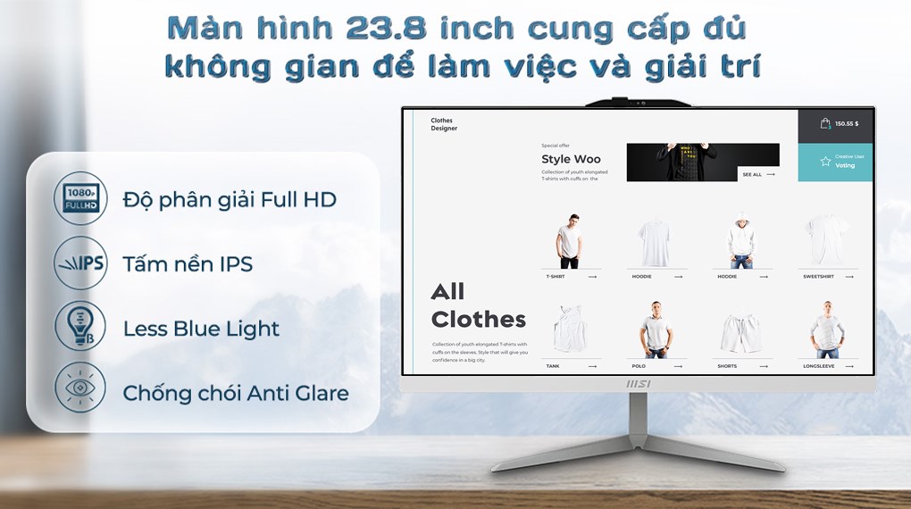 MSI AIO Modern AM242 12M i5 1235U/8GB/512GB/23.8" Full HD/Bàn phím/Chuột/Win11