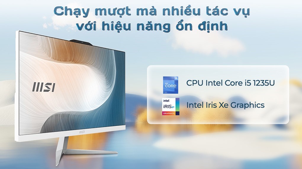 MSI AIO Modern AM242 12M i5 1235U/8GB/512GB/23.8" Full HD/Bàn phím/Chuột/Win11 Trắng