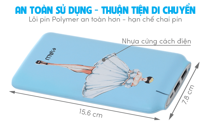 Pin sạc dự phòng Polymer 10000mAh eValu Hiker 10 Xanh Pin sạc dự phòng Polymer 10000mAh eValu Hiker 10 Xanh