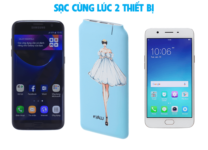 Pin sạc dự phòng Polymer 10000mAh eValu Hiker 10 Xanh Pin sạc dự phòng Polymer 10000mAh eValu Hiker 10 Xanh