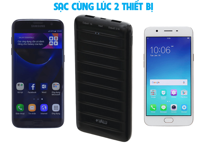 Pin sạc dự phòng Polymer 10.000 mAh eValu PA L10 Đen Pin sạc dự phòng Polymer 10.000 mAh eValu PA L10 Đen