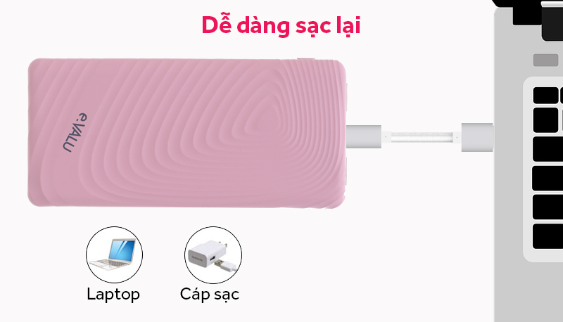 Pin sạc dự phòng Polymer 10.000 mAh eValu Amor 10 - Sạc lại bằng cáp sạc điện thoại hoặc laptop tùy bạn chọn Pin sạc dự phòng Polymer 10.000 mAh eValu Amor 10 - Sạc lại bằng cáp sạc điện thoại hoặc laptop tùy bạn chọn