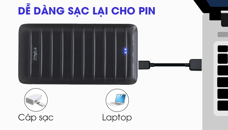 Pin sạc dự phòng Polymer 10000mAh eValu PA L10S Pin sạc dự phòng Polymer 10000mAh eValu PA L10S