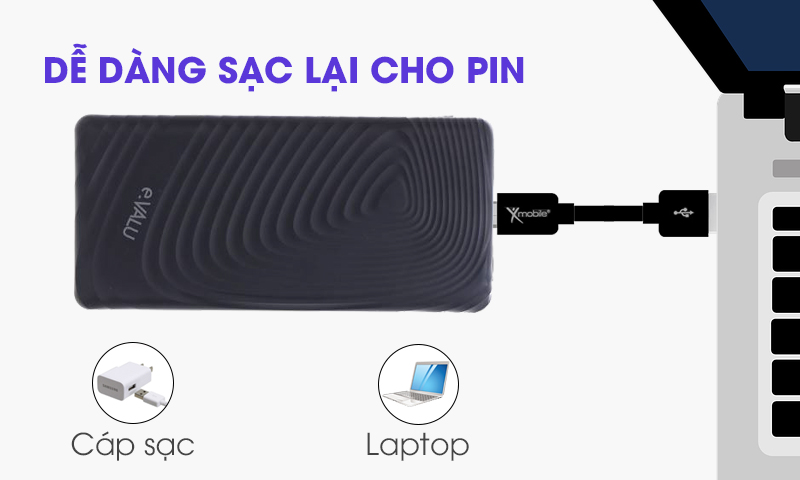 Pin sạc dự phòng Polymer 10.000 mAh eValu Amor 10S Pin sạc dự phòng Polymer 10.000 mAh eValu Amor 10S