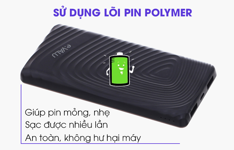 Pin sạc dự phòng Polymer 10.000 mAh eValu Amor 10S Pin sạc dự phòng Polymer 10.000 mAh eValu Amor 10S