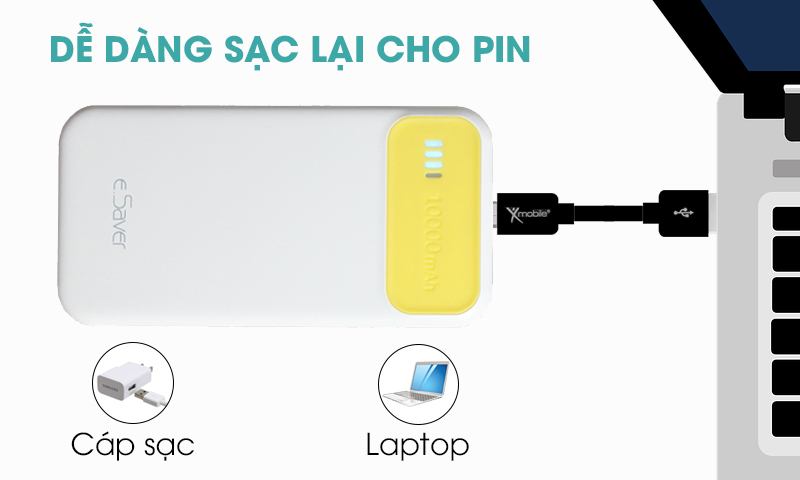 Pin sạc dự phòng Polymer 10.000 mAh eSaver PJ JP62S Pin sạc dự phòng Polymer 10.000 mAh eSaver PJ JP62S