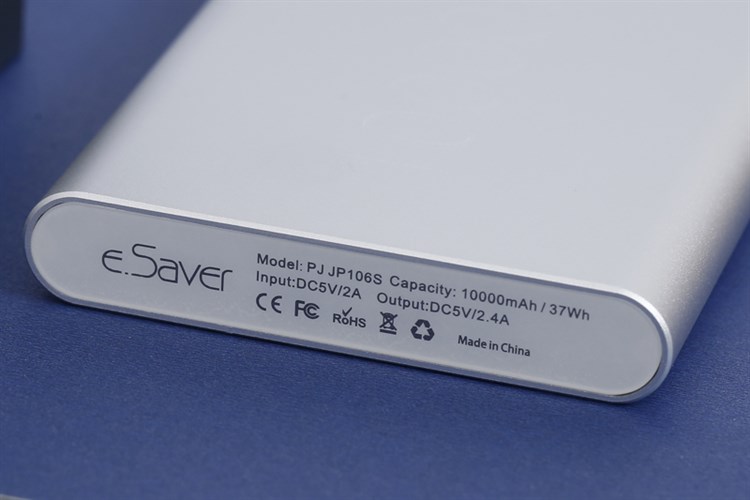 Pin sạc dự phòng Polymer 10.000 mAh Type C 10W eSaver PJ JP106S Màu Bạc
