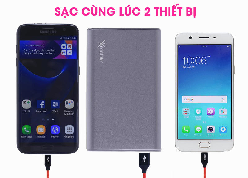 Pin sạc dự phòng 10000mAh Lightning Xmobile LJ JP90S Nhôm Xám