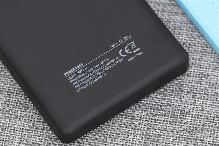 Pin sạc dự phòng Polymer 10.000 mAh Type C 18W eValu PA Croco Màu Đen