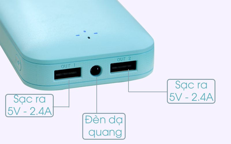 Các cổng sạc trên Pin sạc dự phòng 7500mAh AVA LJ JP197