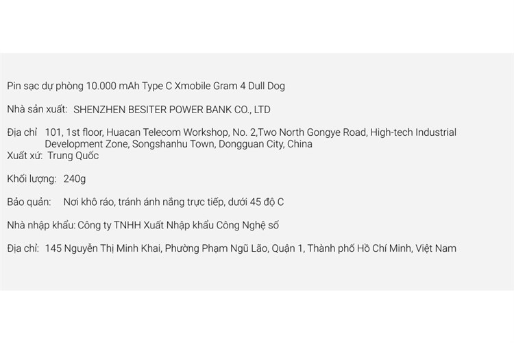 Pin sạc dự phòng 10.000 mAh Type C Xmobile Gram 4 Dull Dog Màu Xanh lá