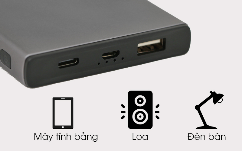 Pin sạc dự phòng Polymer 10.000 mAh Xmobile Atela 10 Nhôm Xám sạc được cho nhiều thiết bị