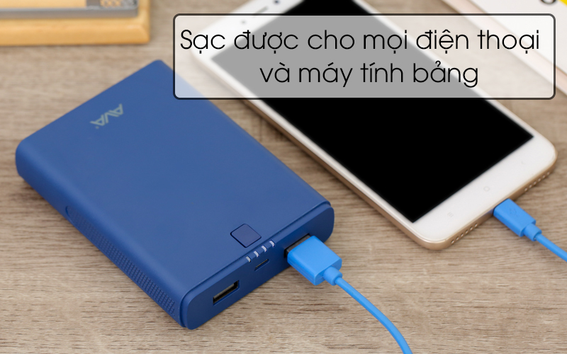 Pin sạc dự phòng 10.000 mAh AVA DS629-WB Xanh Navy sạc được cho nhiều thiết bị khác nhau Pin sạc dự phòng 10.000 mAh AVA DS629-WB Xanh Navy sạc được cho nhiều thiết bị khác nhau