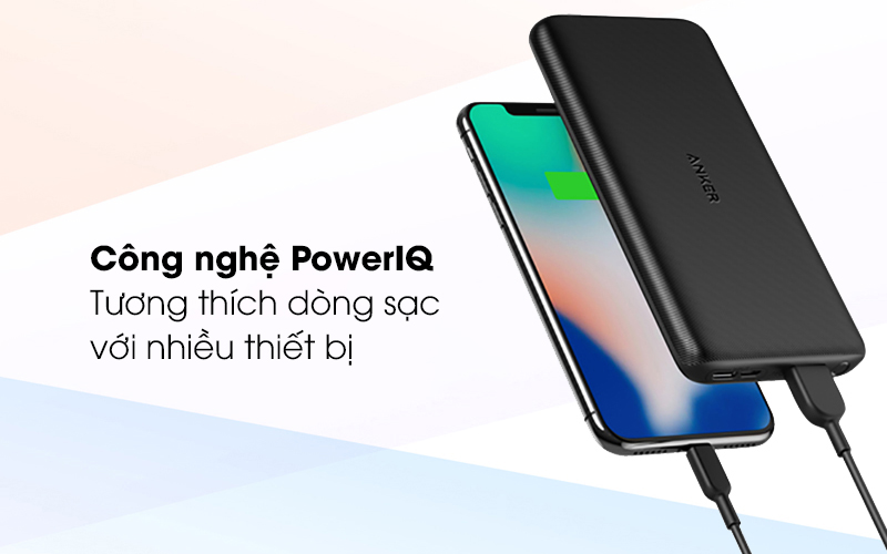 Pin sạc dự phòng Polymer 10.000 mAh Type-C Anker PowerCore Lite A1232 Đen có công nghệ PowerIQ