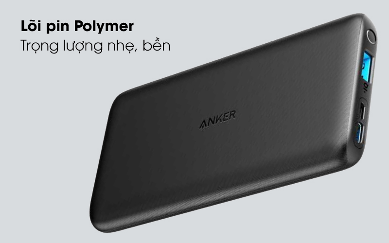 Pin sạc dự phòng Polymer 10.000 mAh Type-C Anker PowerCore Lite A1232 Đen có lõi Polymer an toàn, bền bỉ