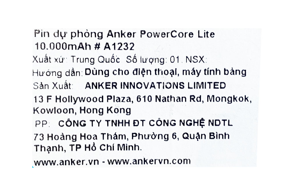Pin sạc dự phòng Polymer 10.000 mAh Type C 12W Anker PowerCore Lite A1232 Màu Đen