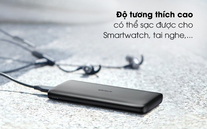 Pin sạc dự phòng Polymer 10.000 mAh Type-C Anker PowerCore Lite A1232 Đen tương thích với nhiều thiết bị