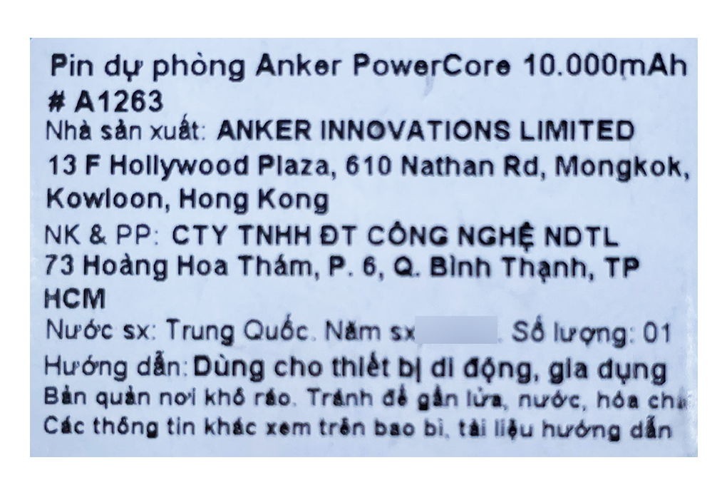 Pin sạc dự phòng 10.000 mAh Anker PowerCore A1263 Màu Đen