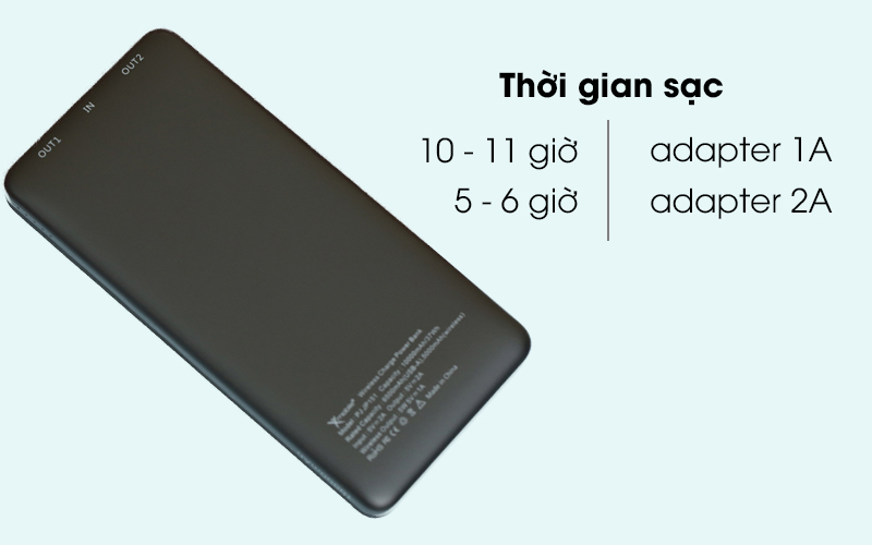 Pin sạc dự phòng Polymer 10000mAh Wireless Xmobile PJ JP151 đen cho thời gian sạc nhanh chóng