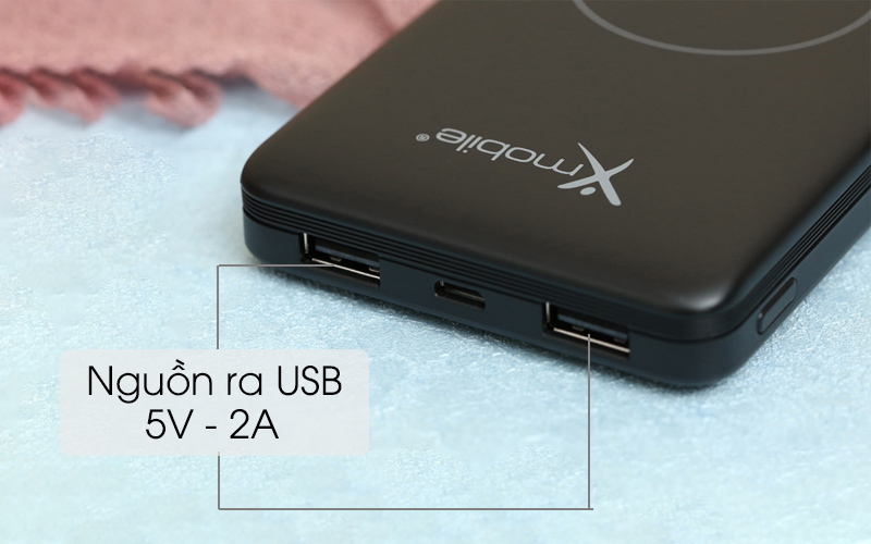 Pin sạc dự phòng Polymer 10.000 mAh Wireless Xmobile PJ JP151 đen cho nguồn ra 5V - 2A