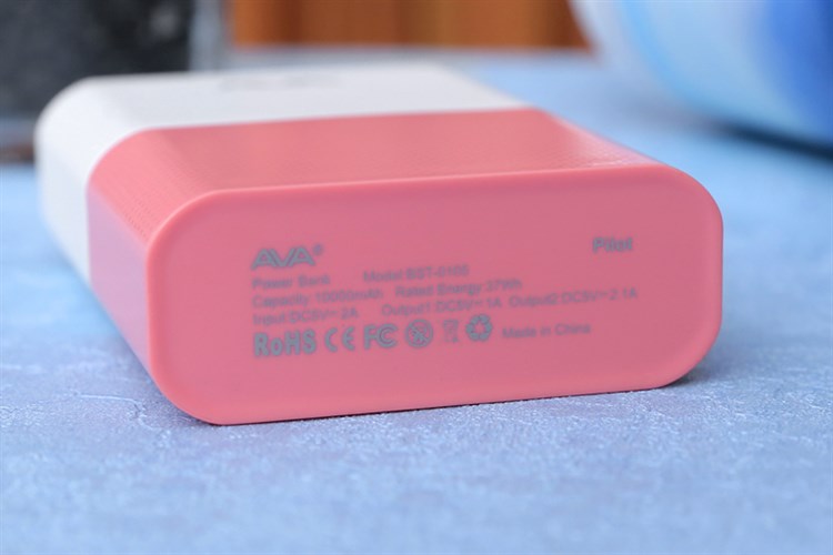 Pin sạc dự phòng Polymer 10.000 mAh AVA Pilot Màu Hồng