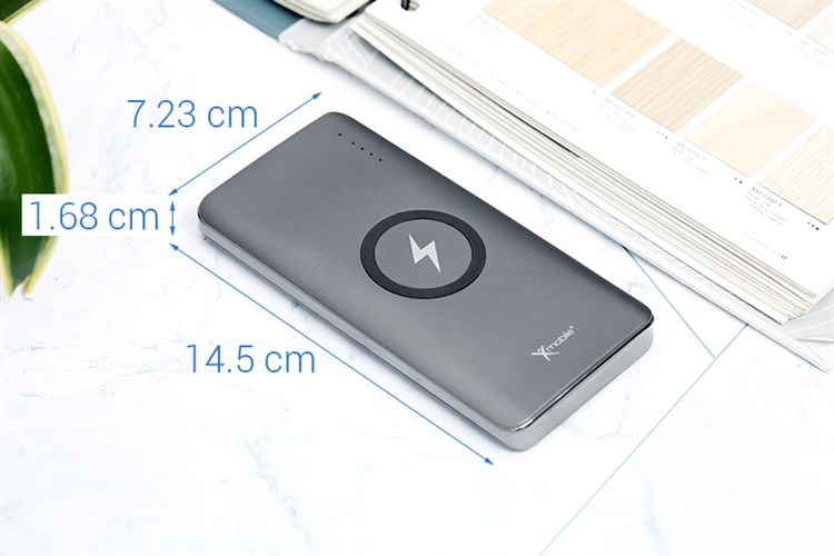 Pin sạc dự phòng Polymer 10.000mAh không dây Type C PD QC3.0 18W Xmobile P66D Màu Xám