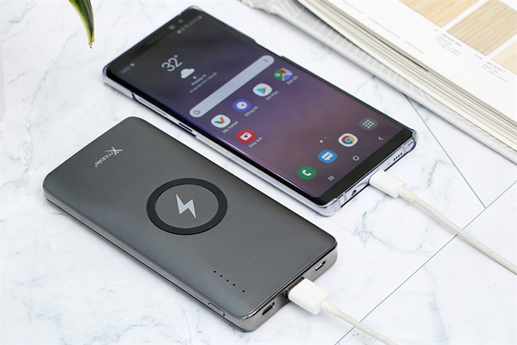 Pin sạc dự phòng Polymer 10.000mAh không dây Type C PD QC3.0 18W Xmobile P66D Màu Xám