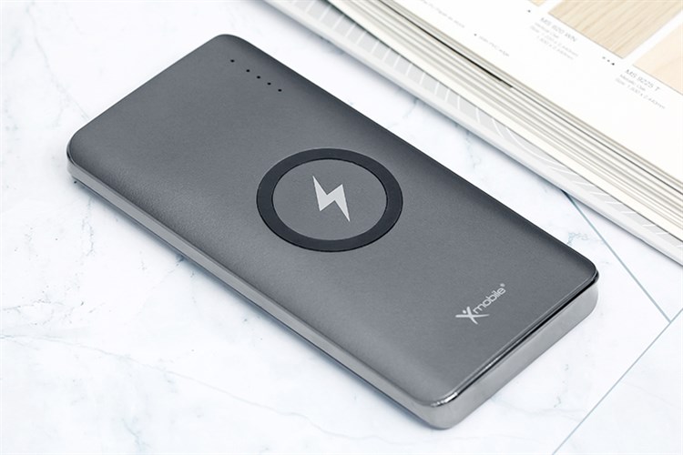 Pin sạc dự phòng Polymer 10.000mAh không dây Type C PD QC3.0 18W Xmobile P66D Màu Xám
