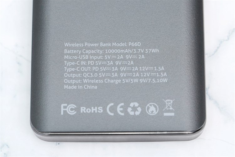 Pin sạc dự phòng Polymer 10.000mAh không dây Type C PD QC3.0 18W Xmobile P66D Màu Xám