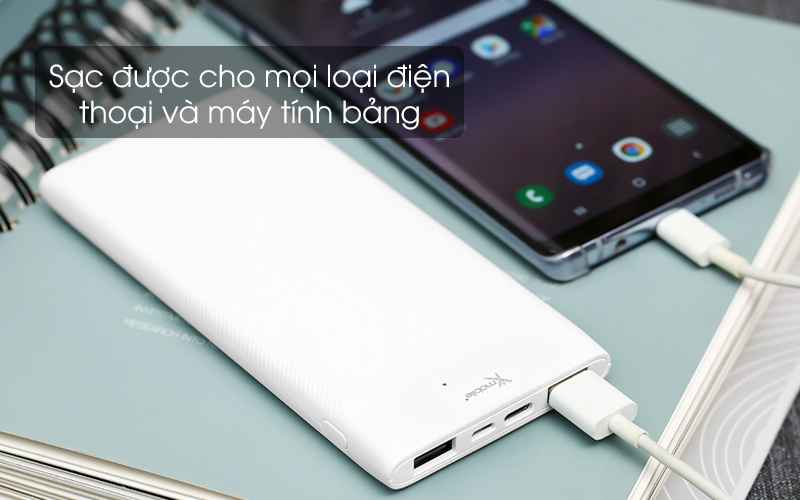 Tương thích nhiều thiết bị - Pin sạc dự phòng Polymer 10000mAh Type C Xmobile PW37Y5B Trắng