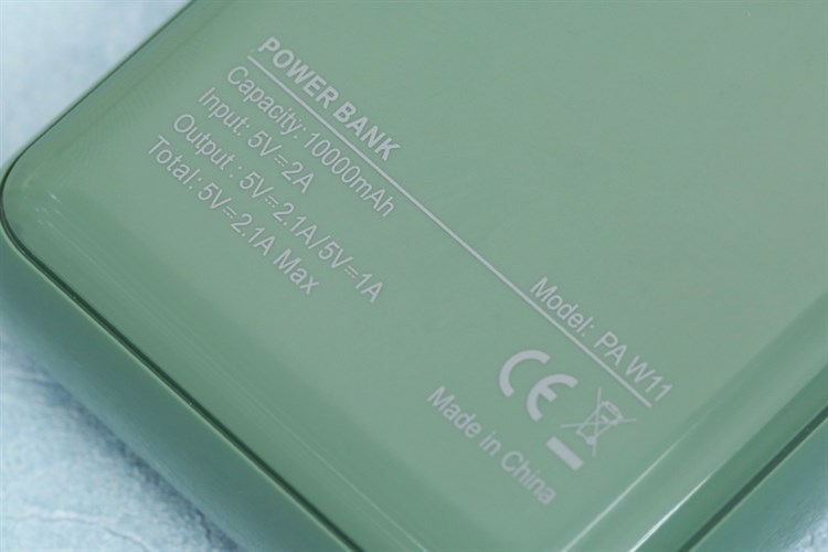 Pin sạc dự phòng Polymer 10.000mAh AVA PA W11 X Màu Xanh rêu