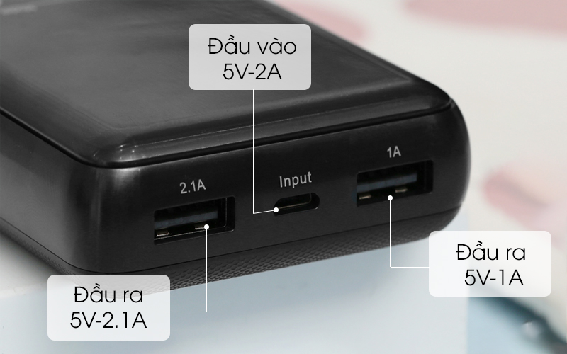 Đầu vào micro USB thông dụng với 2 cổng USB đầu ra - Pin sạc dự phòng Polymer 10.000mAh AVA PA W11 X