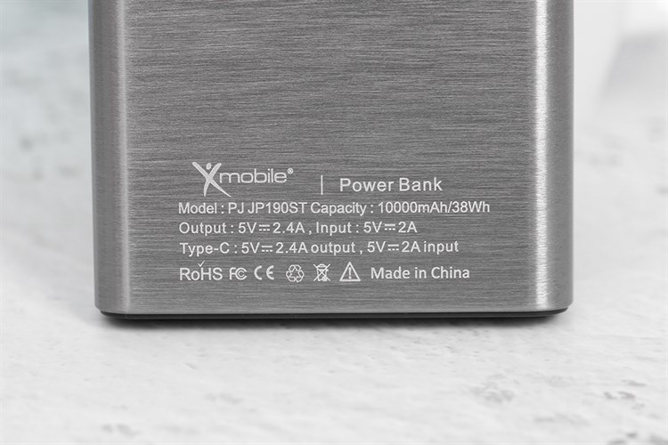 Pin sạc dự phòng Polymer 10.000 mAh Type C 12W Xmobile PJ JP190ST Màu Xám