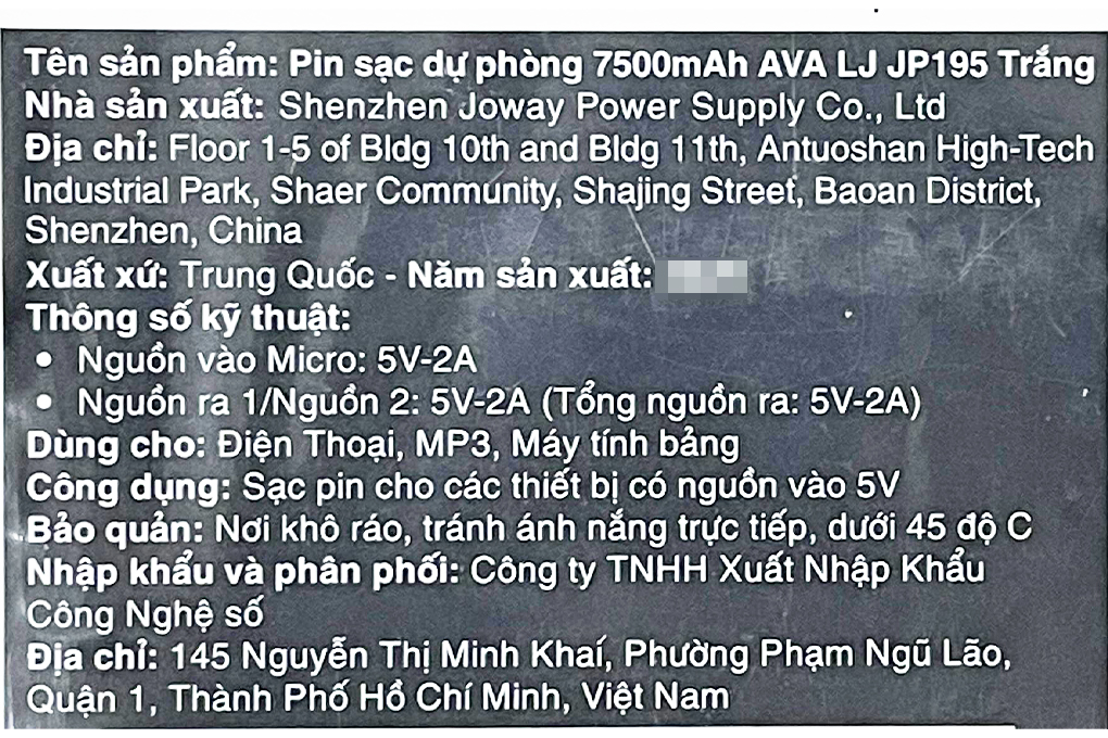 Pin sạc dự phòng 7.500 mAh 10W AVA LJ JP195 - 29