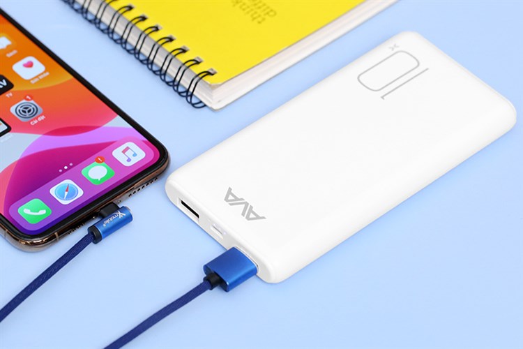 Pin sạc dự phòng Polymer 10.000 mAh 10W AVA PJ JP196 Màu Trắng