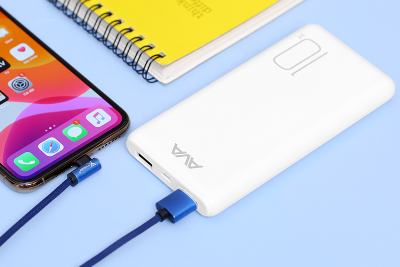 Pin sạc dự phòng Polymer 10.000 mAh 10W AVA PJ JP196 Màu Trắng